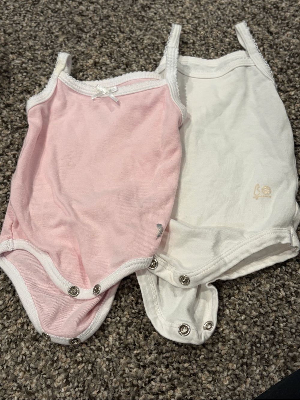 2-Pack Baby Tank Bodysuits in Pink & White | 3 months
